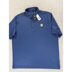 NWT Houston Astros Stitched Logo Geometric Design Polo Shirt (Men's XL) Blue